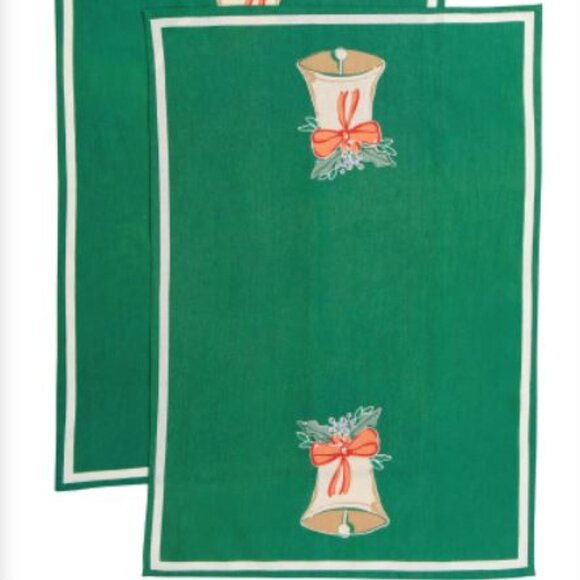 NNW MAHOGANY Set of 2 Holiday 100% Cotton Flour Sack Kitchen Towels Christmas - Picture 1 of 9